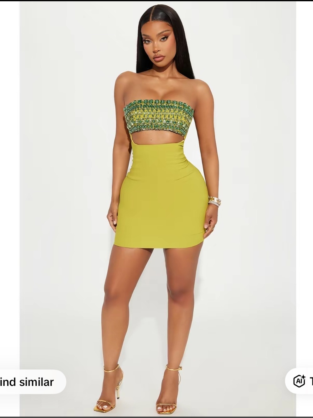Fashion Nova Green Cutout Bodycon Mini Skirt Set